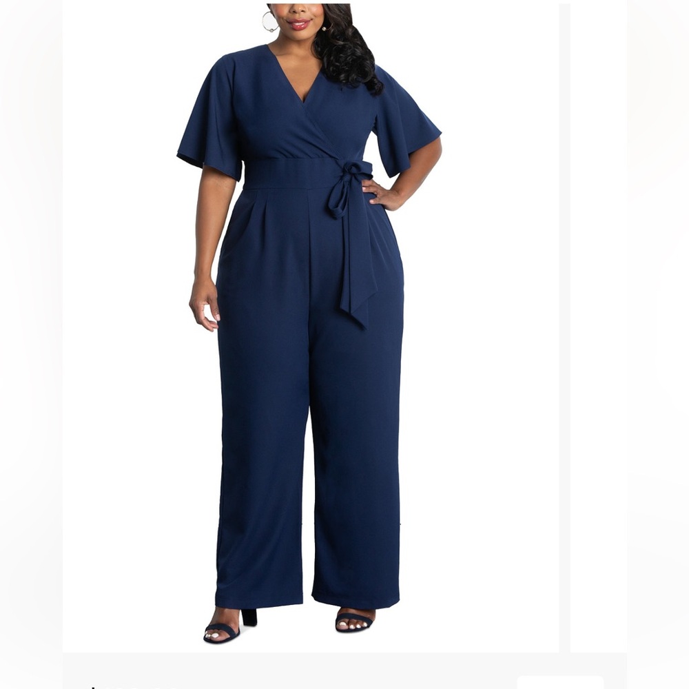 Kiyonna Navy Blue charisma crepe jumpsuit